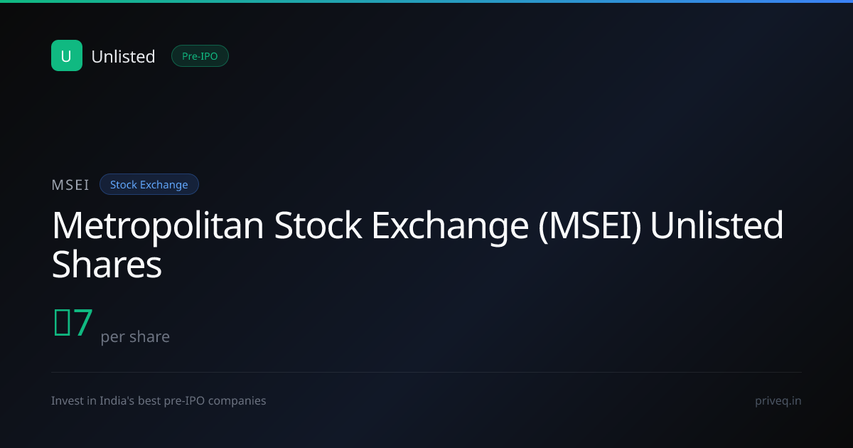 Metropolitan Stock Exchange (MSEI) Unlisted Share Price Today ₹6.14 ...
